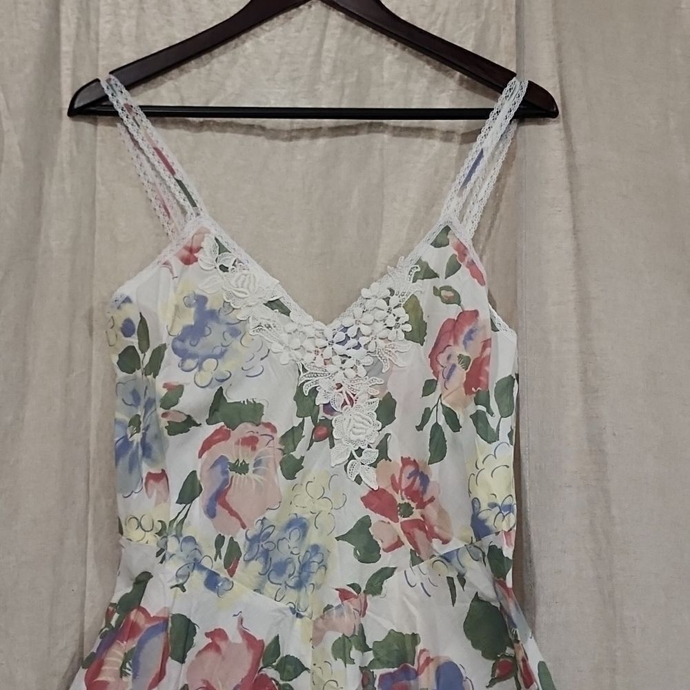 Vintage Gold Label VS High Low Floral Cotton Slip - Picture 2 of 8
